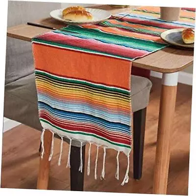 Mexican Table Runner 14 X 84 Inch Mexican Serape Table Runner Woven Orange • $18.71