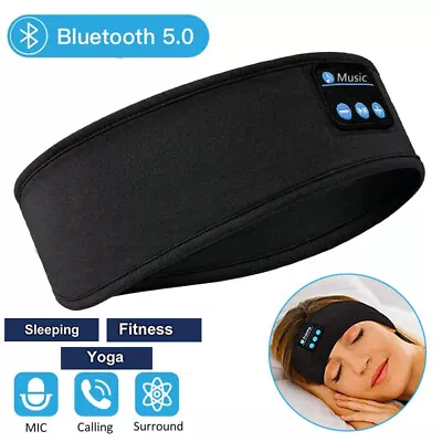 $19.96 • Buy Sleep Headphone Bluetooth 5.0 Mask Stereo Eye Mask Headphones Earphone With Mic