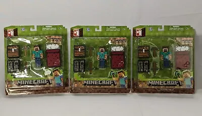 3 Pack Minecraft Overworld Survival Pack Series #1 Steve Action Figure • $45