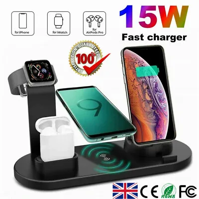 £12.99 • Buy 6 In 1 Fast Wireless Charger Station Dock For Apple Watch IPhone 11 12 13 14 Pro