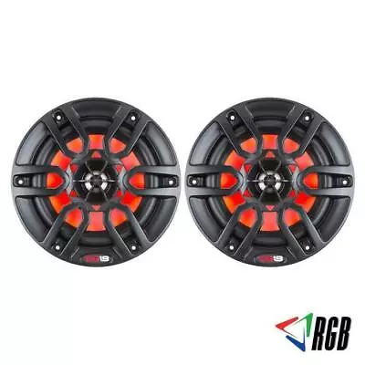 DS18 Pair 6.5  600W 4 Ohm Black Marine Power Sport RGB LED Speakers IP65 NXL6BK • $135.96