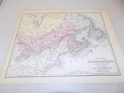 1877 Antique Mitchell Map Of BRITISH PROVINCES IN CANADA • $19.99