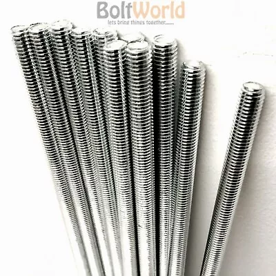 £8.49 • Buy 1M & 300mm FULLY THREADED METRIC BAR STUDDING ROD STUD STEEL ZINC PLATED BZP UK