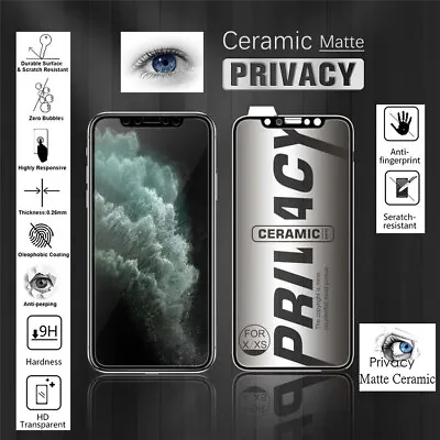 $7.95 • Buy Ceramic Privacy Screen Protector For IPhone 14/11/X/XR/XS Max/13 Pro/12/13 Mini