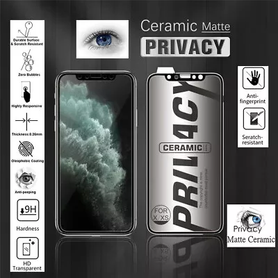 Ceramic Privacy Screen Protector For IPhone 15/14/11/X/XR/XS Max/13 Pro/12/Mini • $7.95