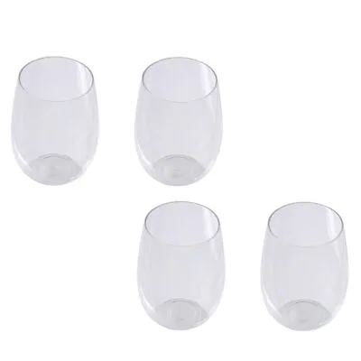£7.49 • Buy 4Pcs Plastic Tea Cups Party Supplies Stemless Wine Cups