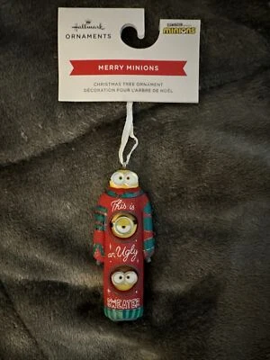 $7.50 • Buy Hallmark Christmas Ugly Sweater Merry Minions Tree Ornament