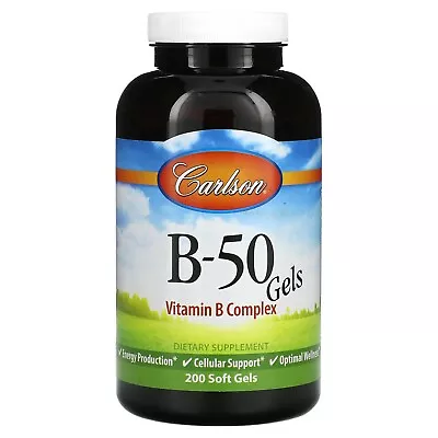 Carlson Labs B 50 Gel Vitamin B Complex 200 Soft Gels • $45.05