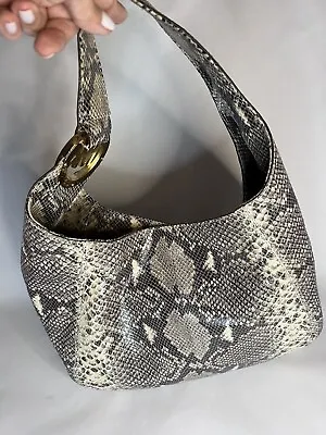 Michael Michael Kors Beige/Black Python Effect Leather Fulton Hobo • $199