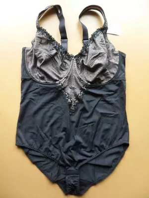 BON PRIX Body Suit Briefer_44E (DDD) Black_Underwired Cups Lace Bra Fastener_NWT • $24.99