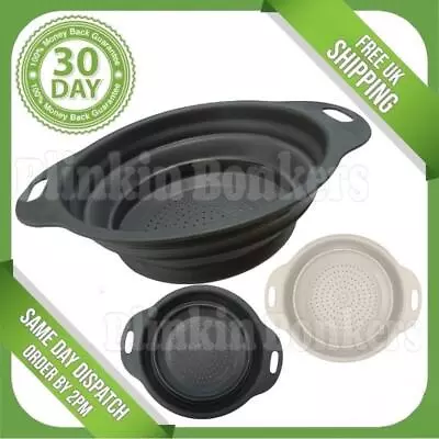 £5.69 • Buy Large Collapsible Colander Folding Kitchen Food Drainer Draining Strainer Basket
