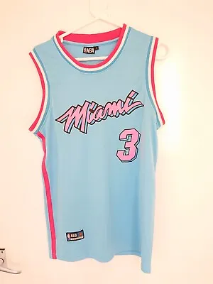 £4.99 • Buy Miami Heat NBA Vest Jesery T-shirt Size L Wade Number 3