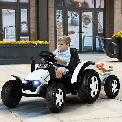 £129.99 • Buy Kids Tractor And Trailer 12V Electric Children Ride On Toy Car W/ Remote Control