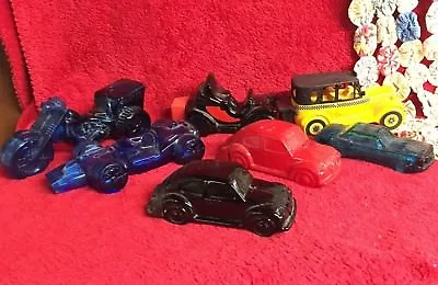 Set Of 7 Vtg Avon Decanters Cars & Motorcycle 1972 Bug 1926 Cab 55 Thunderbird + • $30