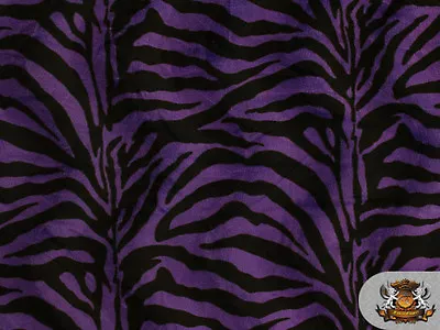 Velboa Faux Fur Fabric Animal Print Short Pile Zebra Purple/ 60  W /By The Yard • $6.49