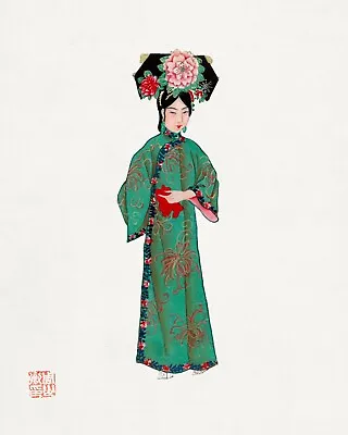 13791.Decor Poster.Room Interior Wall Design.China Qing Dynasty Fashion Costume • $21