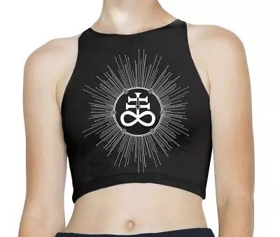 Satanic Cross Inverted Leviathan Sleeveless High Neck Crop Top • £12.95