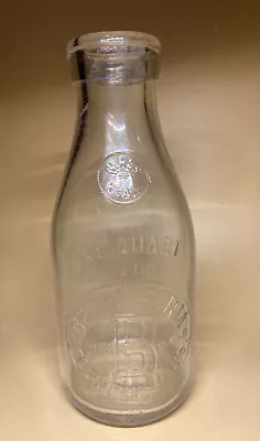 Antique BERRY FARM SEEKONK MASS Seal Embossed Quart Milk Bottle Vintage • $28.50