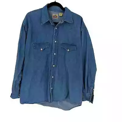 Vintage Barn Fly Button Shirt Men's Size Medium Chambray Blue • $25.41