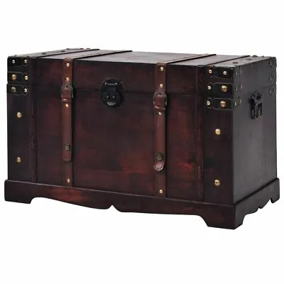 £119.90 • Buy Vintage Large Wooden Treasure Chest Coffee Table Storage Trunk Pirate Box Brown