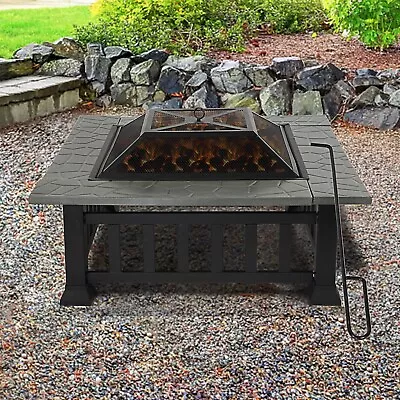 VILOBOS 32  Outdoor Fire Pits Wood Burning Heater Patio Fireplace Stove W/ Cover • $109.99