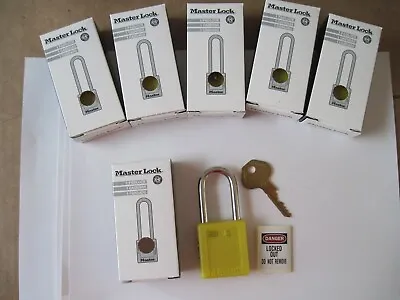 Lot Of 6 Master Lock 410KAYLW Yellow Lockout Padlocks Keyed Alike Customized • $36.95