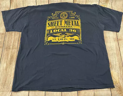 Union Labor Local 36 Sheet Metal Workwear Blue T Shirt Size 3XL • $12