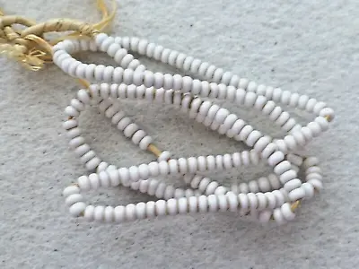 Antique 17.5 Inches   Strand  Small White Round     Glass Trade-beads • $5.35