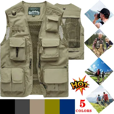 Multi-Pocket Fishing Vest | Mens Lightweight Fishing Gilet In L-5XL 5 Colours🔥 • $26.46