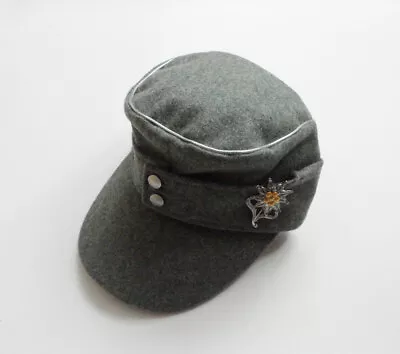 WWII German Army Officer M43 Field Wool Cap Hat Edelweiss Badge Pin Size L • $19.49