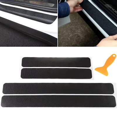 $6.59 • Buy 4x Carbon Fiber Car Door Plate Sill Scuff Cover Anti-Scratch Sticker Accessories