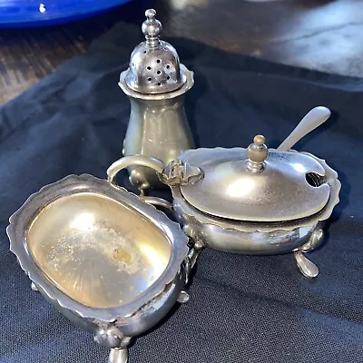 EPNS REGIS SILVER PLATE Miniature Sugar Bowl Spoon SHAKER ENGLAND Vintage DOLL • $45