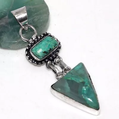 925 Silver Plated-Quantum Quatrro Ethnic Long Gemstone Pendant Jewelry 2.3  GW • $4.99