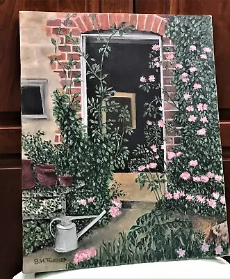 Vintage Oil Painting On Canvas 16 X20  Beautiful Pink Roses Betty Turner Atl Ga • $125