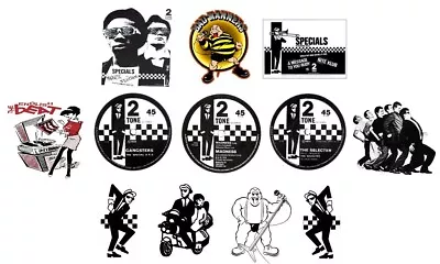 X12 Ska Vinyl Stickers Retro Skinhead Laptop Specials Madness Bad Manners 2 Tone • £6.20