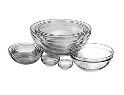 Glass Mixing Bowl Set 10pc Dishwasher Safe Bpa-free Home Kitchen Clear • $16.77