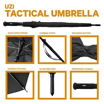 UZI Tactical Umbrella 100% Waterproof Polyester Fiberglass Shaft W/Quick-Release • $47.99