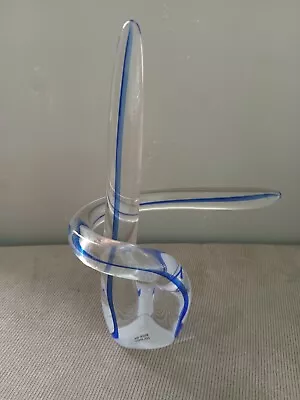 Clear And Blue Modernist Abstract Art Glass Sculpture - Made In Poland • $25