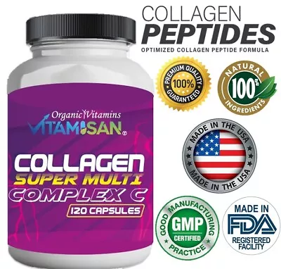 Collagen Peptide Vitamins W Biotin Collagen Type 1 2 3 510 Joint Support 120 • $12.55