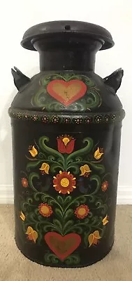 Vintage Large Knudsen Milk Can/jug Hand Painted Floral/burds/hearts • $238