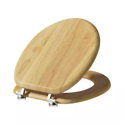 Oak MDF Toilet Seat Soft Close Easy Install Strong Wood Standard Toilet Seat • £25.99