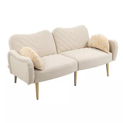 COOLMORE 65  Mid Century Modern Velvet Sofa With 2 Bolster Pillows • $384.16