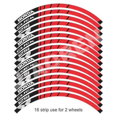 Motorcycle Wheel Rim Sticker Decals For Honda Click 125i Red Black White • £19.99