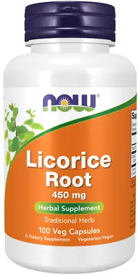 NOW Foods Licorice Root 450mg Digestive Support - 100 Vcaps FREE P&P • £14.49