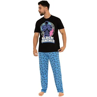 Black Panther Pyjamas Adults Mens S M L XL XXL PJs T-Shirt Bottoms Blue Black • £26.99