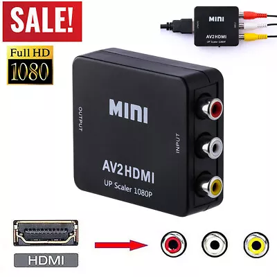 RCA To HDMI Converter 720P 1080P Mini RCA Composite CVBS AV Video Audio Adapter • $8.20