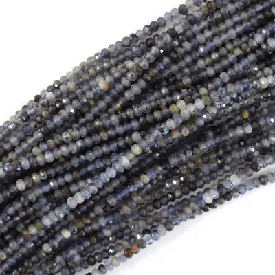 3x4mm Natural Faceted Blue Iolite Rondelle Button Beads 15.5  Strand • $6.49