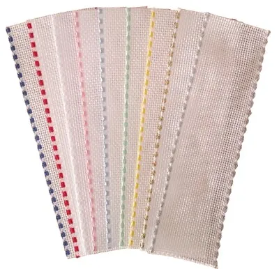 Aida Blank Bookmarks 14 Count White Cross Stitch Fabric 18x5cm 7 X2  Colour Edge • £6.99