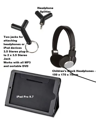 Kids Car Travel Kit IPad Pro 9.7 Case Holder + Headphones For MP3 DVD Players  • £11.95