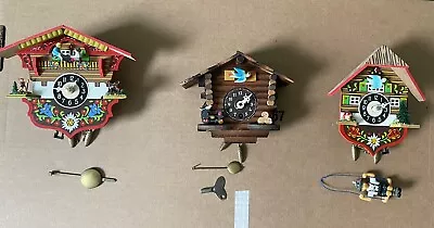 Lot Of 3 Vintage Miniature Cuckoo Clocks- 2 Engstler 1 Unknown • $70